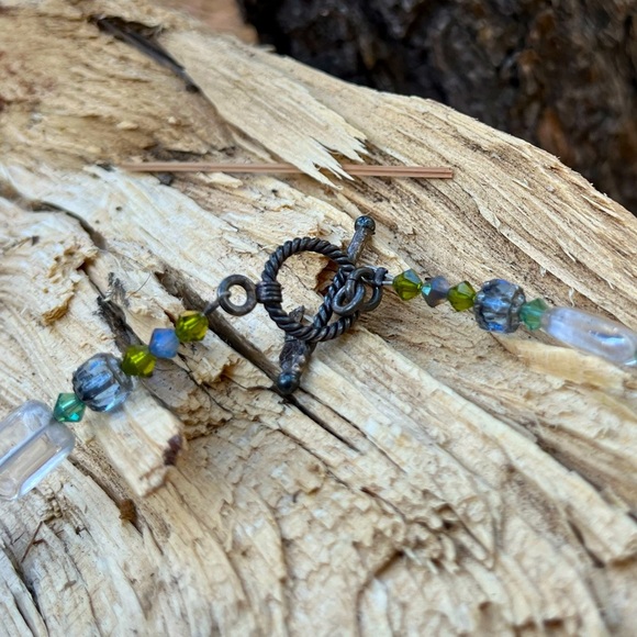 Artisan Starfish Necklace Glass, Iridescent, Metal Blues & Greens - Picture 3 of 4